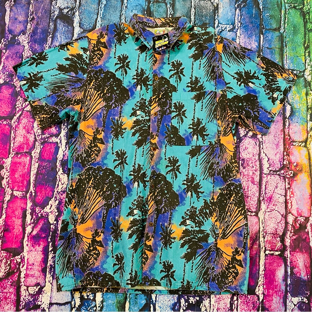 Vintage Generation One  Palm Tree Hawaiian button up size Large